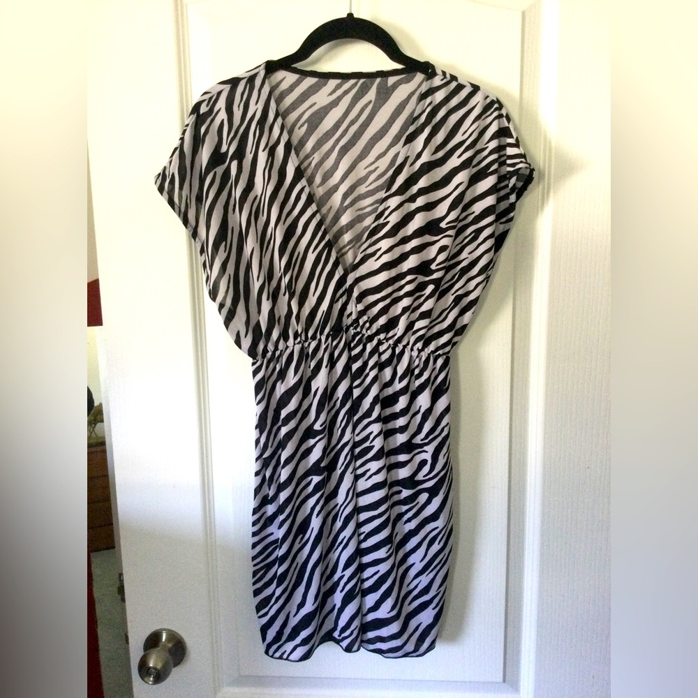 Zebra stripe swim cover-up size L